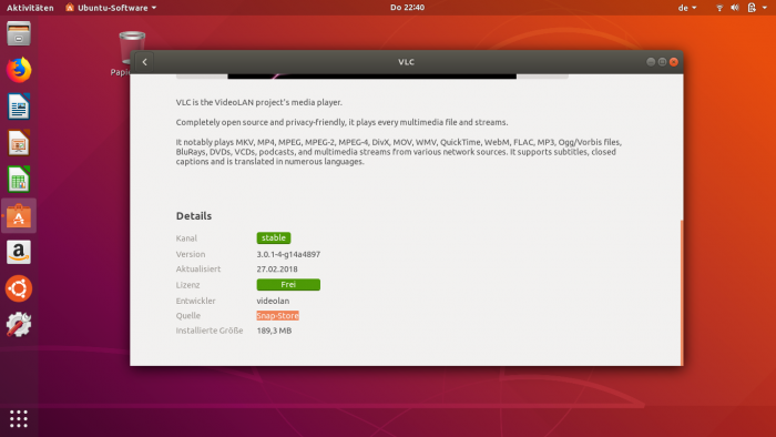 Das Software-Center ermöglicht die Installation von Snaps ebenso wie von Deb-Paketen. (Bild: Ubuntu, Screenshot: Golem.de)